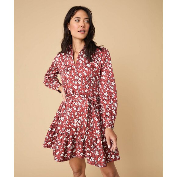 UNTUCKit Stretch Cotton Chessie Dress in Red Fall Floral - Picture 1 of 16
